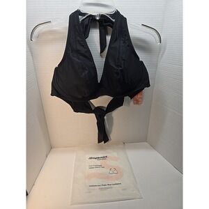 Shapermint NWT Full Coverage Halter Bikini Top Swim Top BLACK‎ 2XL NEW